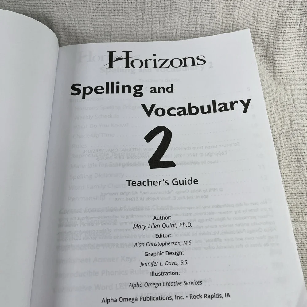 HORIZONS 1st & 2nd Grade Spelling And Vocabulary Teacher's Guide Homeschool NEW!